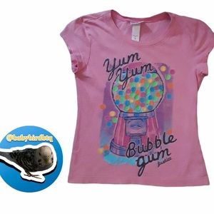 Justice pink bubble gum t-shirt